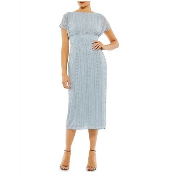 Mac Duggal Blue Embellished Midi Dress - Picture 3 of 9